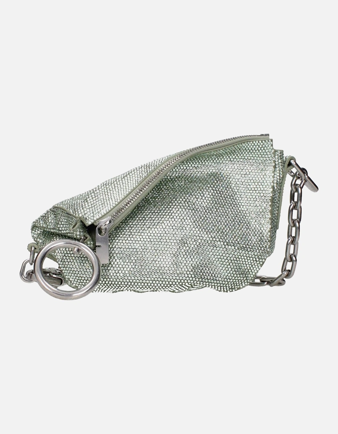 Suede Shoulder Bag with Rhinestones Women - Green, 4 of 3