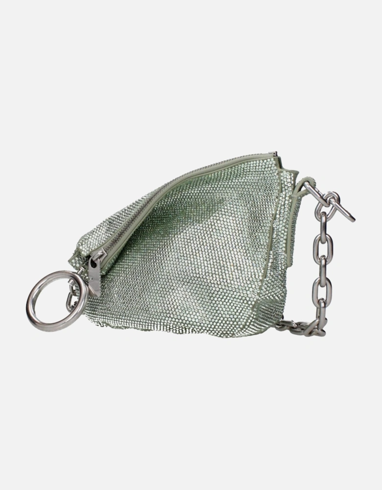 Suede Shoulder Bag with Rhinestones Women - Green