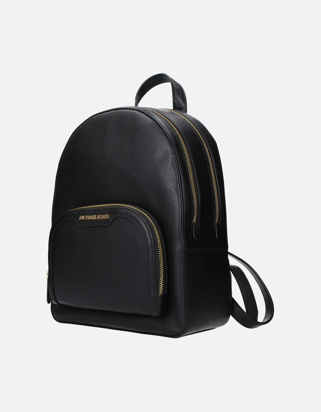 Leather Backpack with Front Logo and Zip Closure Women - Black