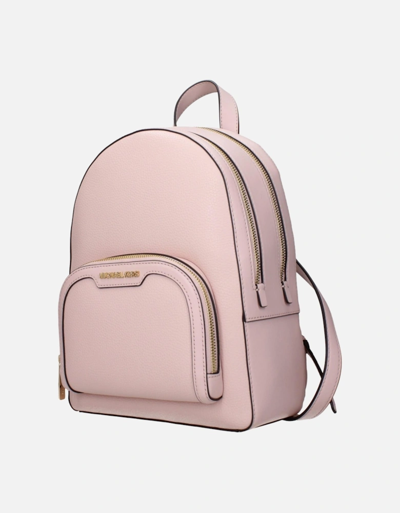 Leather Backpack with Adjustable Straps and Front Logo Women - Pink