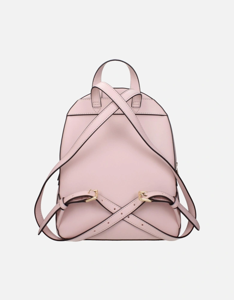 Leather Backpack with Adjustable Straps and Front Logo Women - Pink