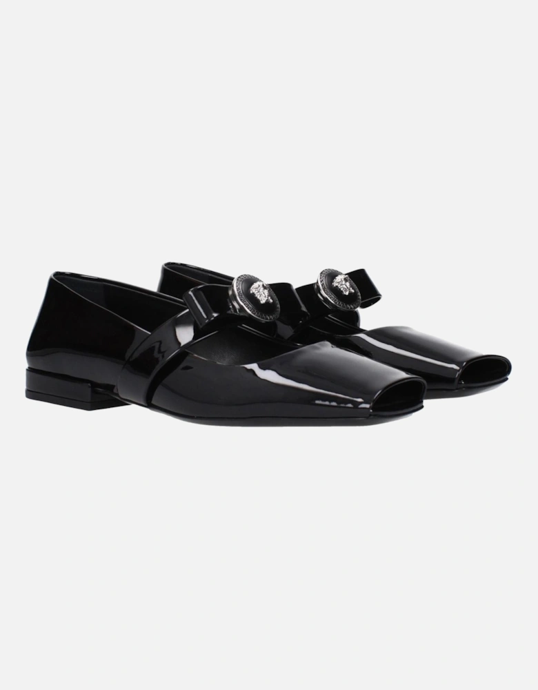 Patent Leather Ballet Flats with Front Detail Women - Black Shoes