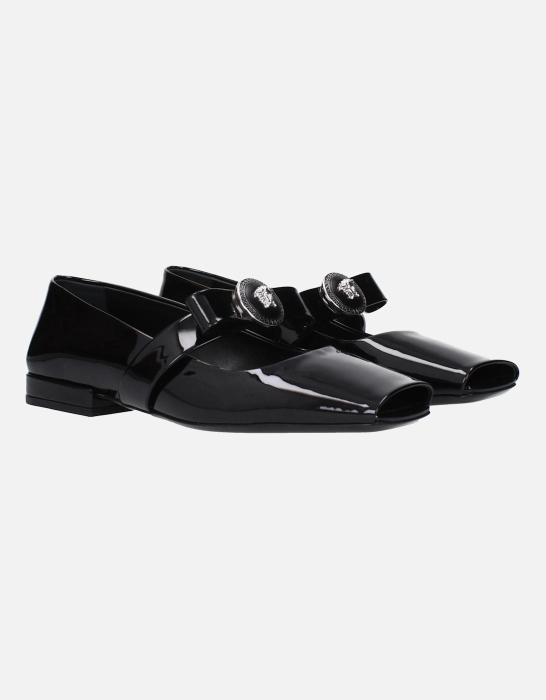 Patent Leather Ballet Flats with Front Detail Women - Black Shoes