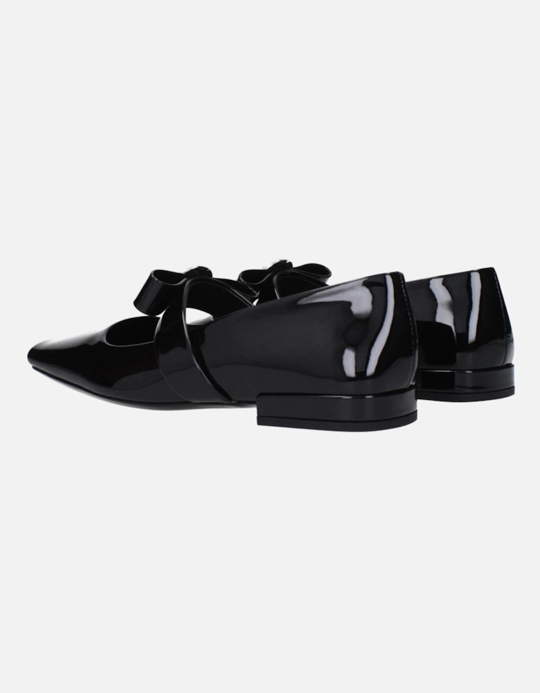 Patent Leather Ballet Flats with Front Detail Women - Black Shoes
