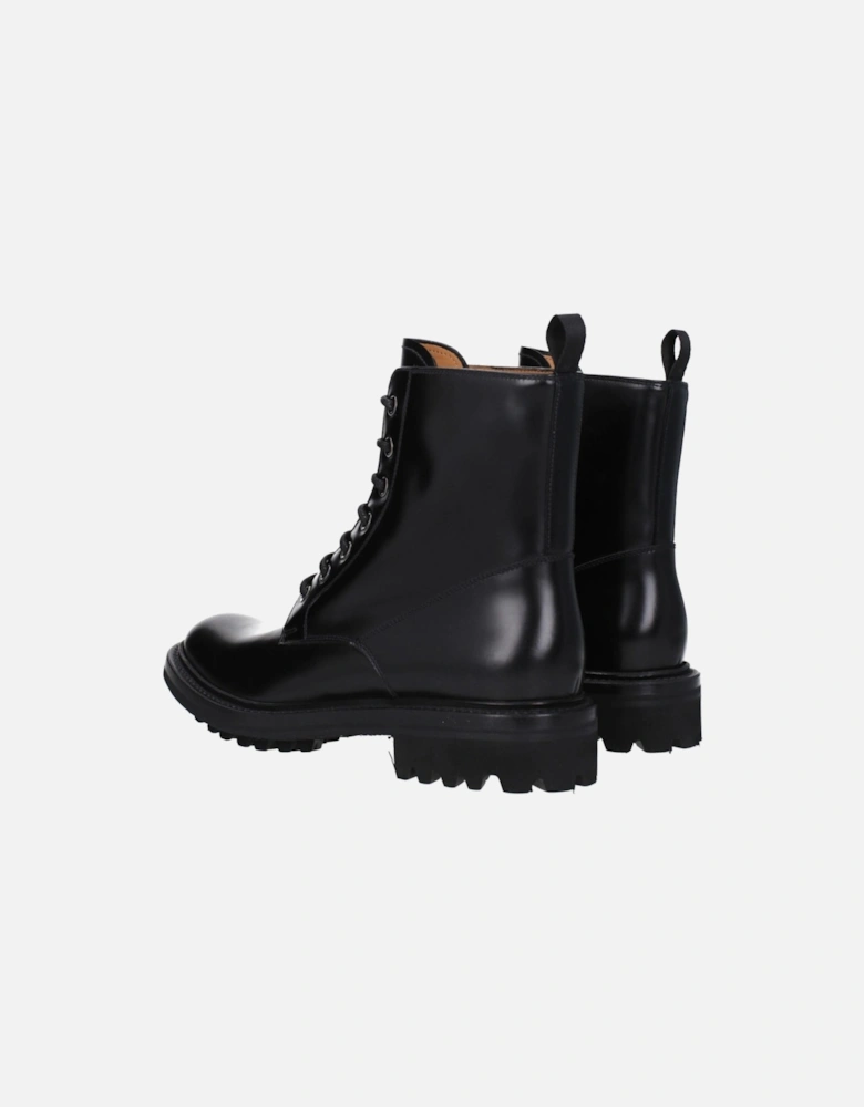 Vintage Effect Leather Ankle Boots with Lace-Up Closure Women - Black