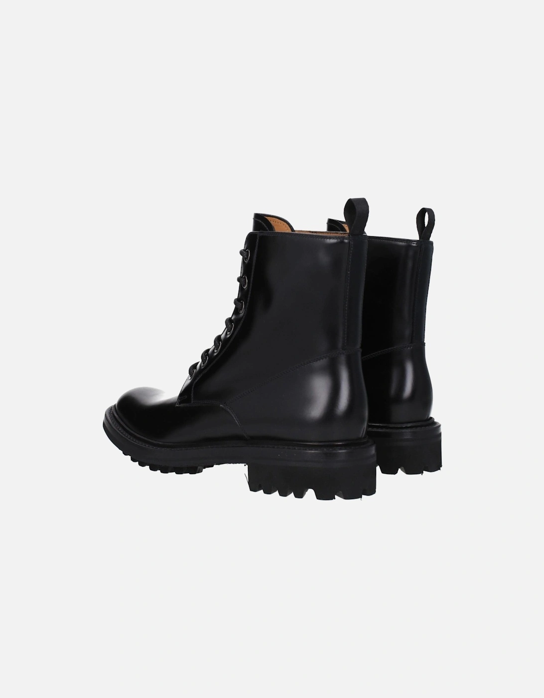 Vintage Effect Leather Ankle Boots with Lace-Up Closure Women - Black
