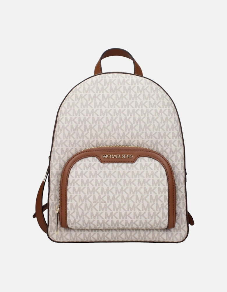 Logo Canvas Backpack with Adjustable Straps Women - Beige