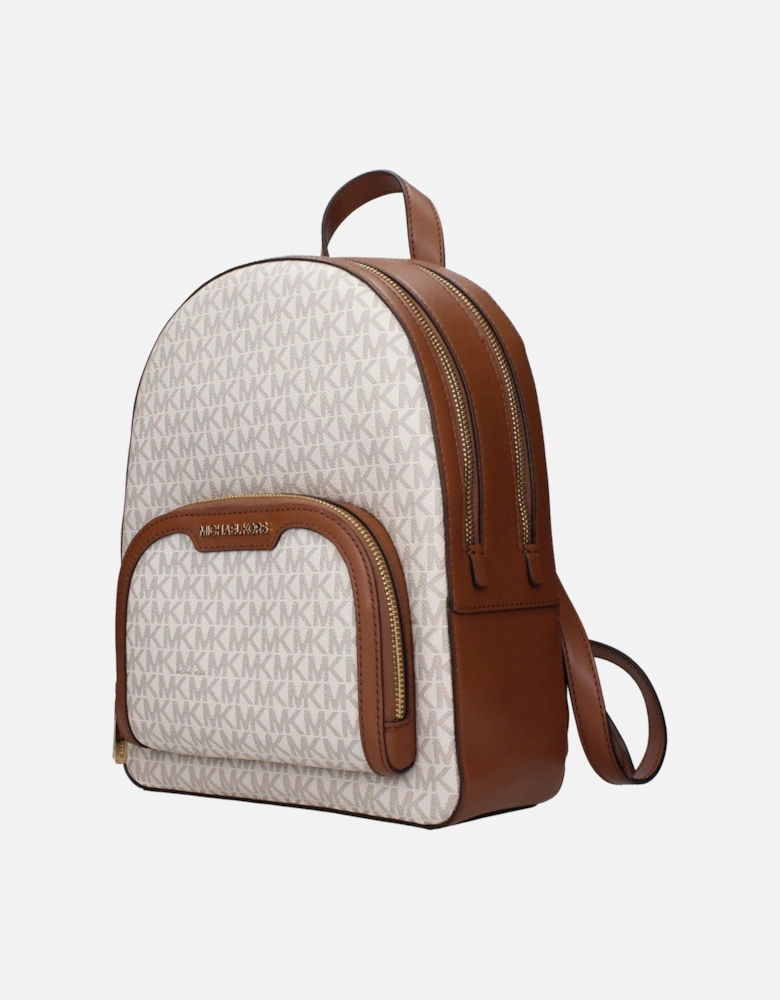 Logo Canvas Backpack with Adjustable Straps Women - Beige