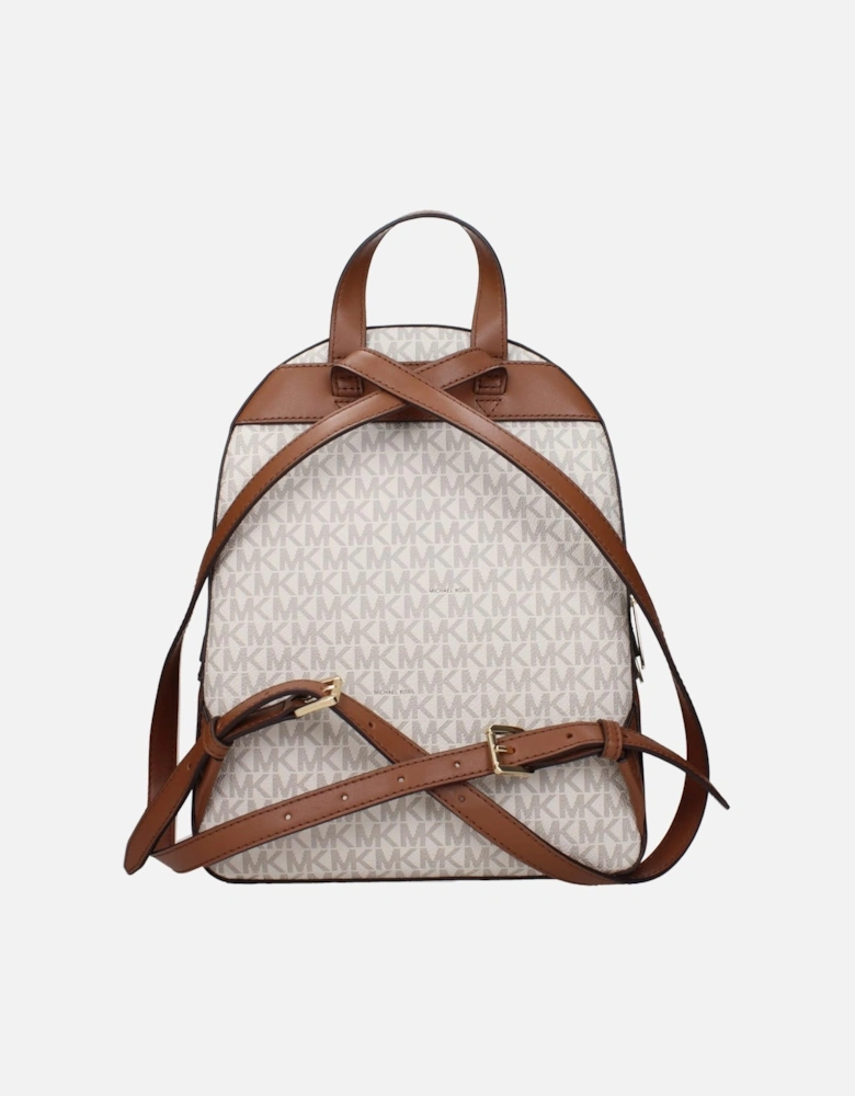 Logo Canvas Backpack with Adjustable Straps Women - Beige