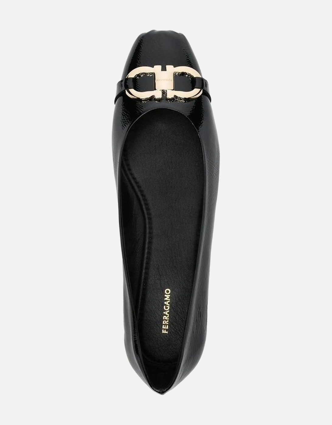 Calf Leather Square Toe Loafers with Gold Buckle Women - Black Shoes