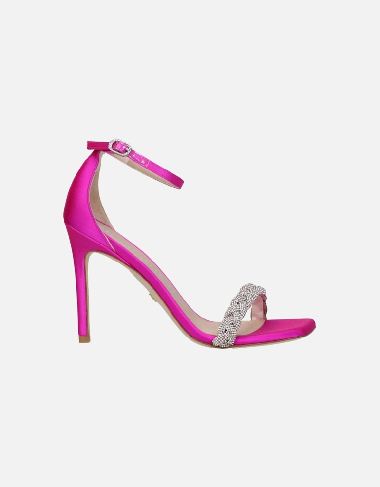 Satin High Heel Rhinestone Sandals Women - Pink