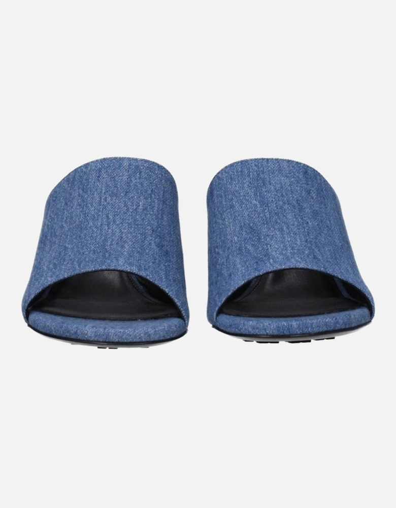 Fabric Mid Heel Open Toe Sandals with Leather Sole Women - Blue