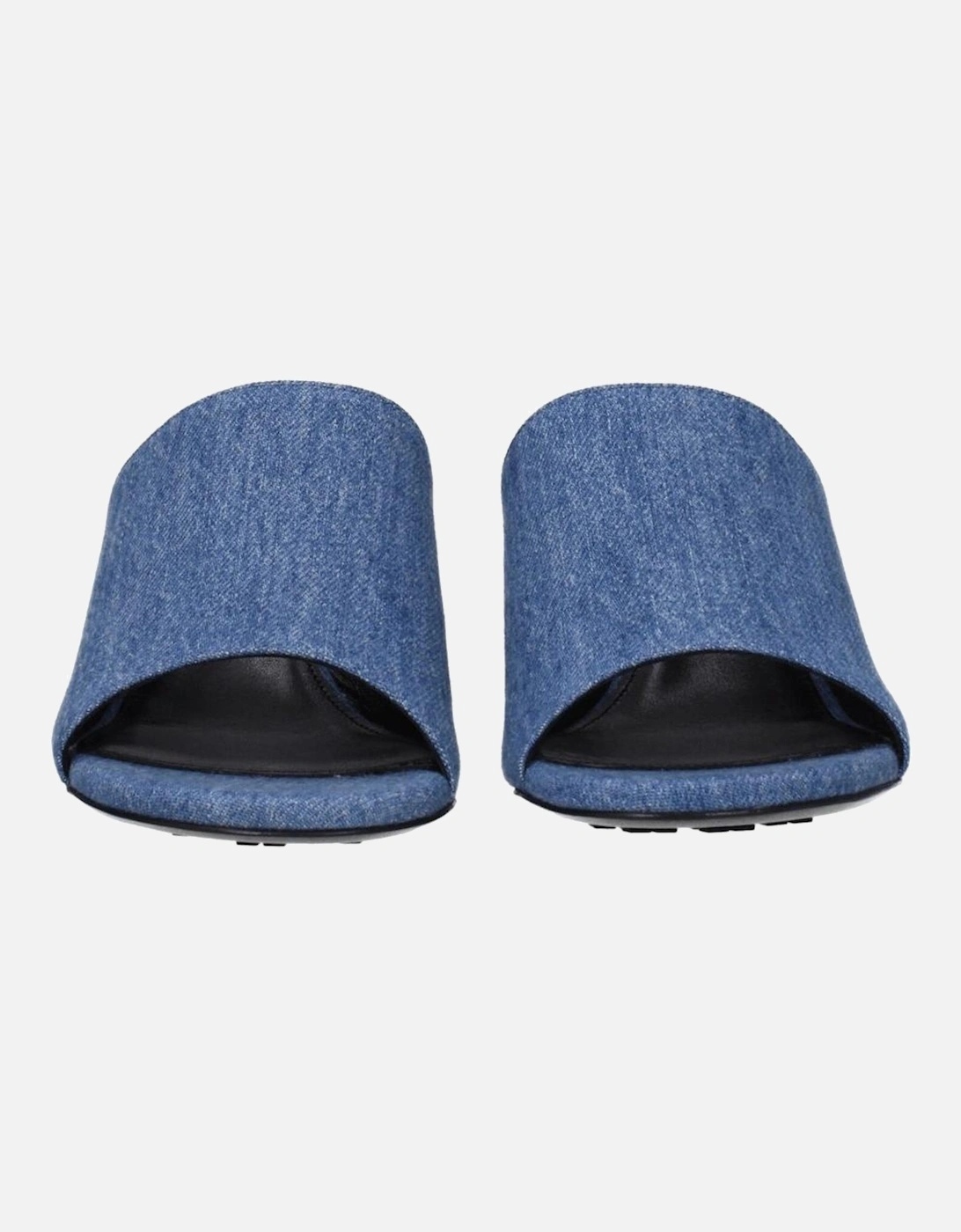 Fabric Mid Heel Open Toe Sandals with Leather Sole Women - Blue