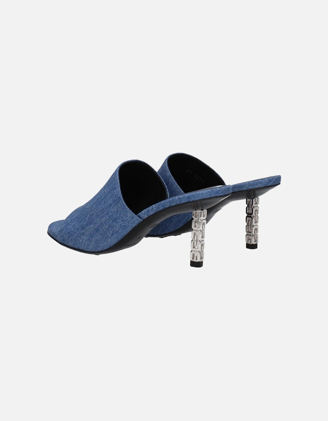 Fabric Mid Heel Open Toe Sandals with Leather Sole Women - Blue