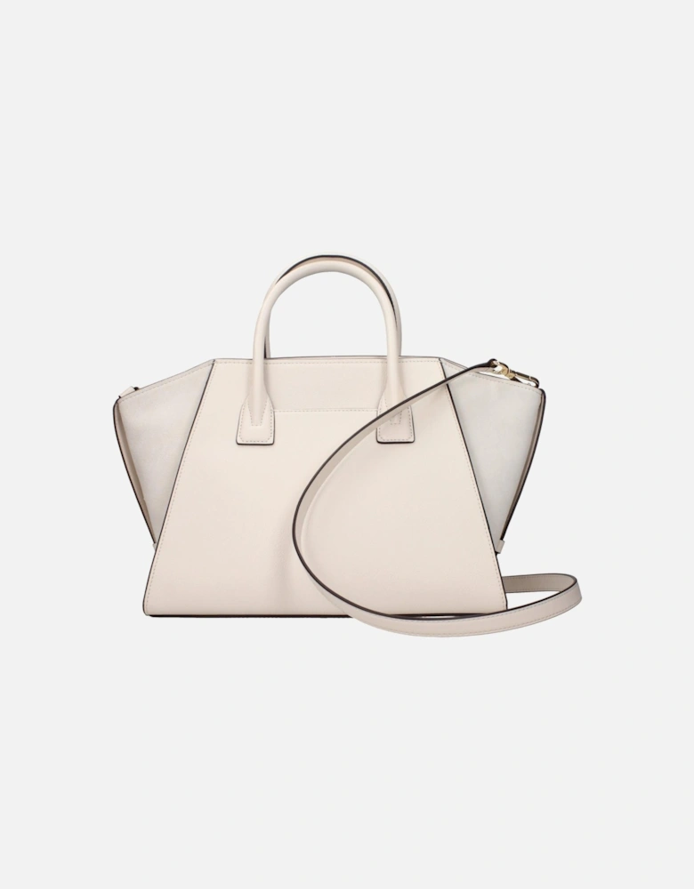 Leather Handbag with Adjustable and Removable Straps Women - Beige