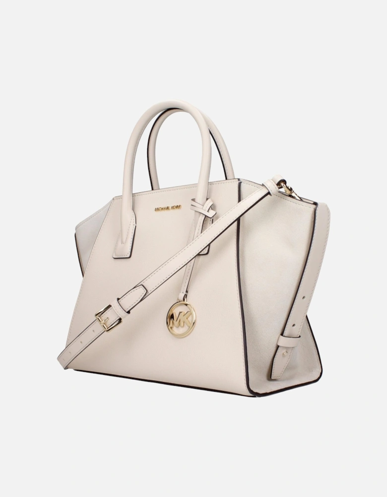 Leather Handbag with Adjustable and Removable Straps Women - Beige