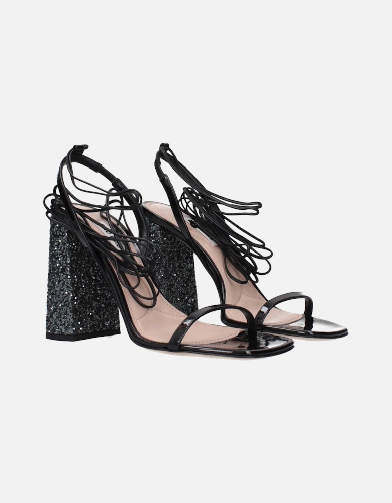 Patent Leather High Heel Open Toe Sandals Women - Black