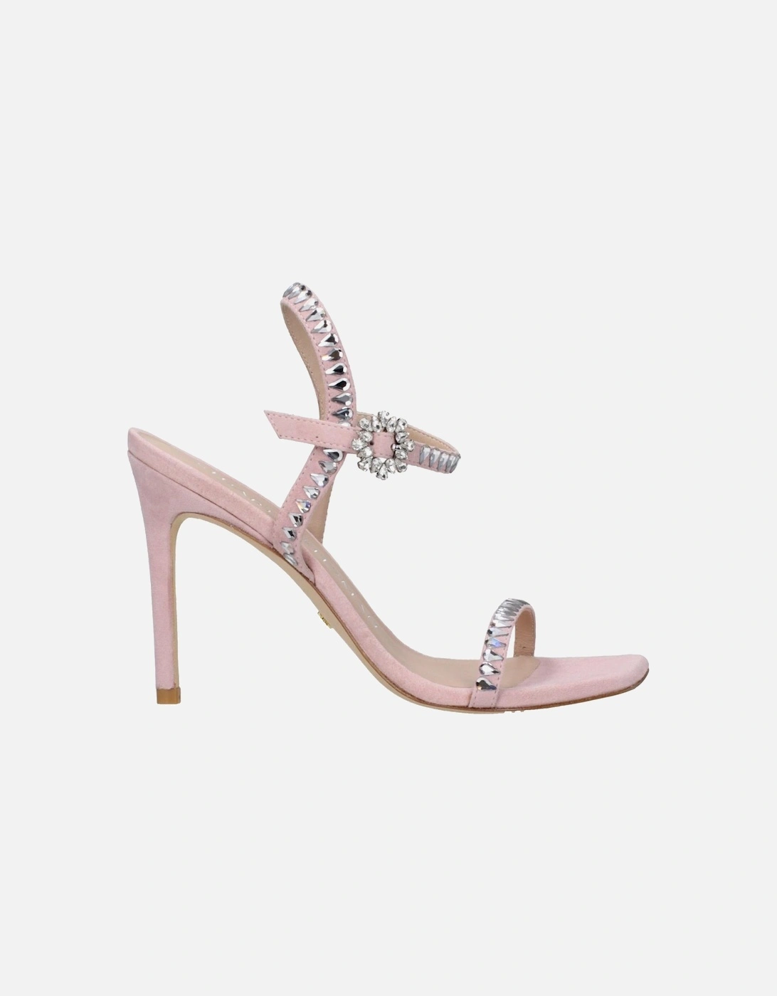 Suede High Heel Sandals with Rhinestones Women - Pink, 6 of 5