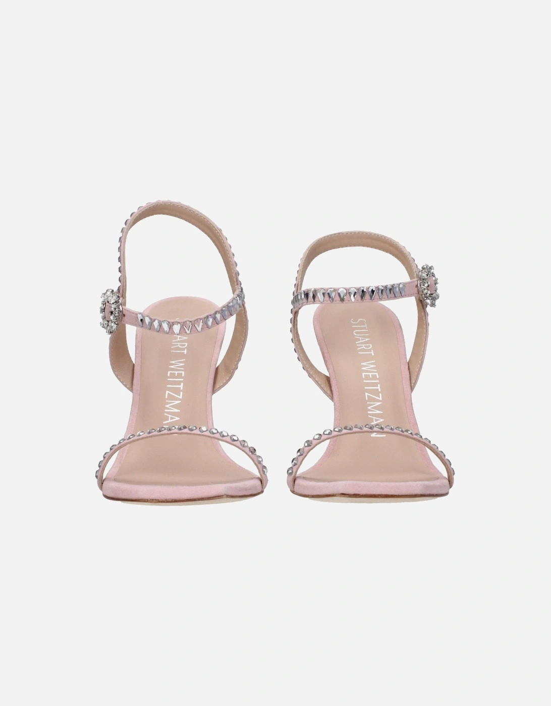 Suede High Heel Sandals with Rhinestones Women - Pink