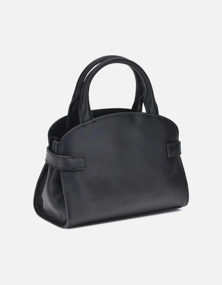 Smooth Leather Handbag with Adjustable Strap Women - Black