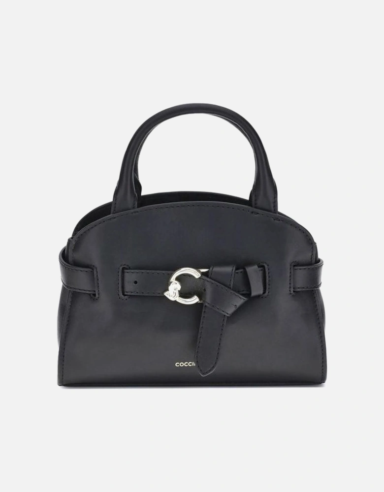 Smooth Leather Handbag with Adjustable Strap Women - Black