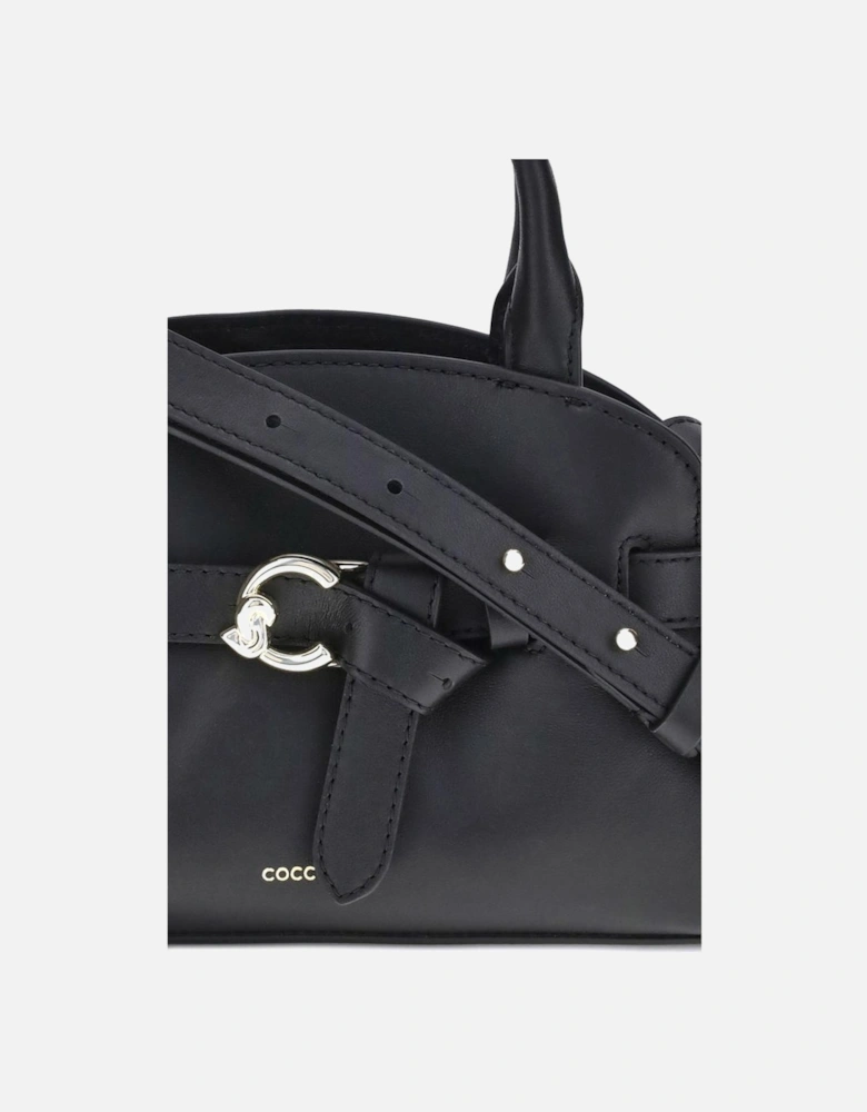 Smooth Leather Handbag with Adjustable Strap Women - Black