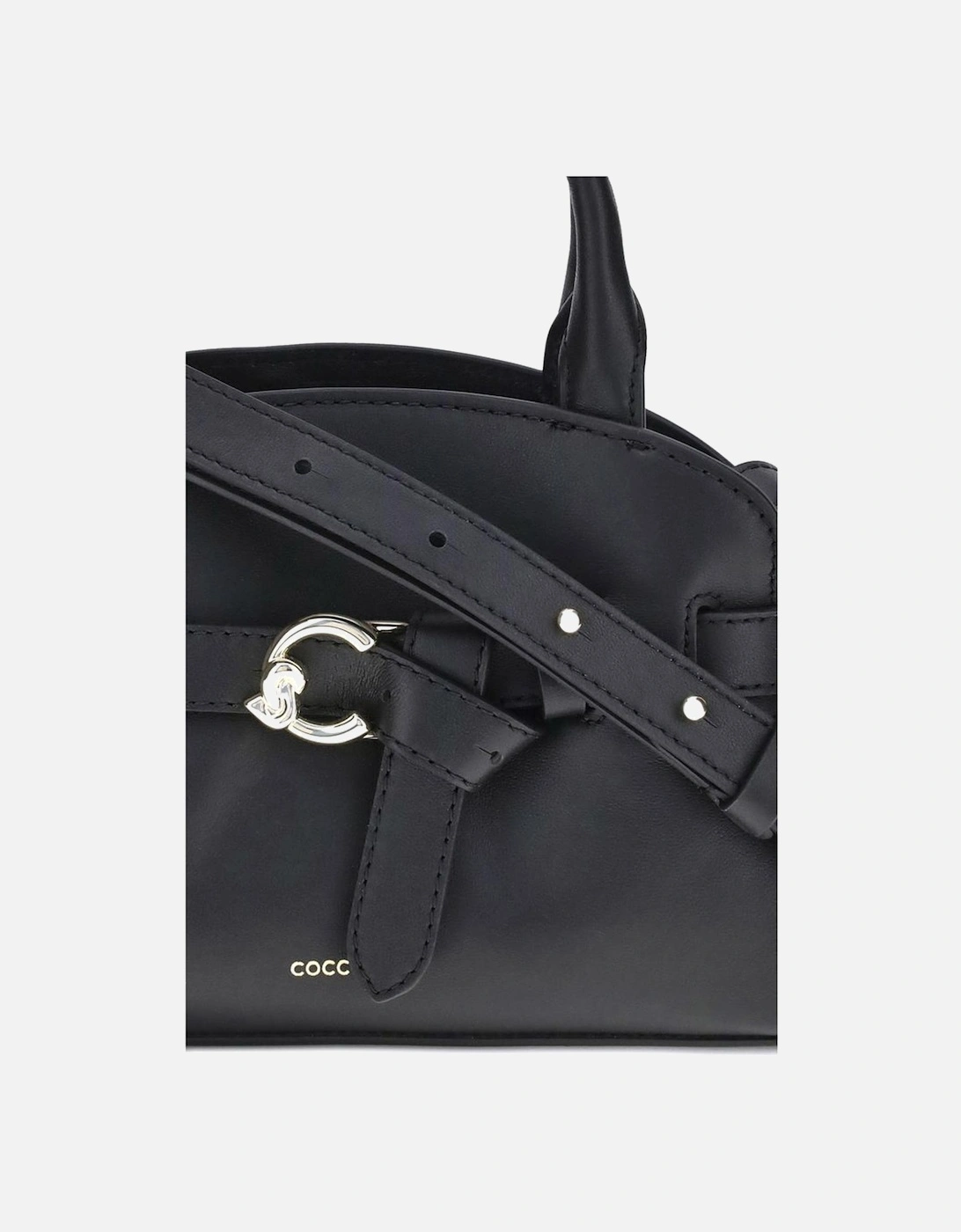 Smooth Leather Handbag with Adjustable Strap Women - Black