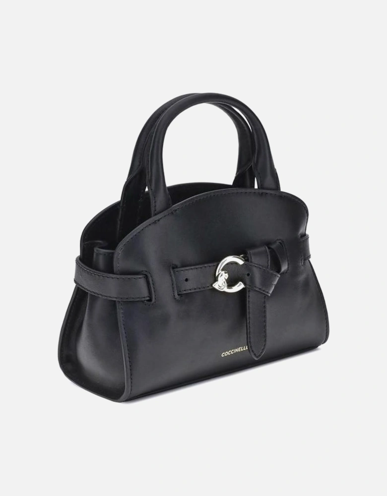 Smooth Leather Handbag with Adjustable Strap Women - Black