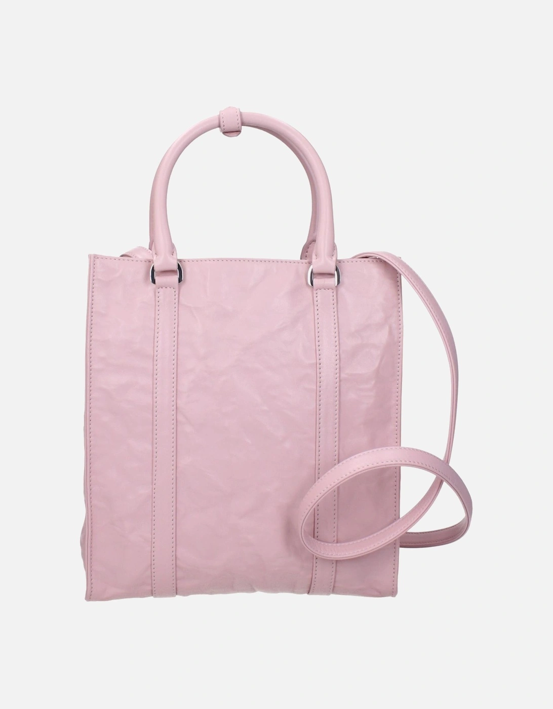 Leather Handbag with Adjustable Shoulder Strap Women - Pink