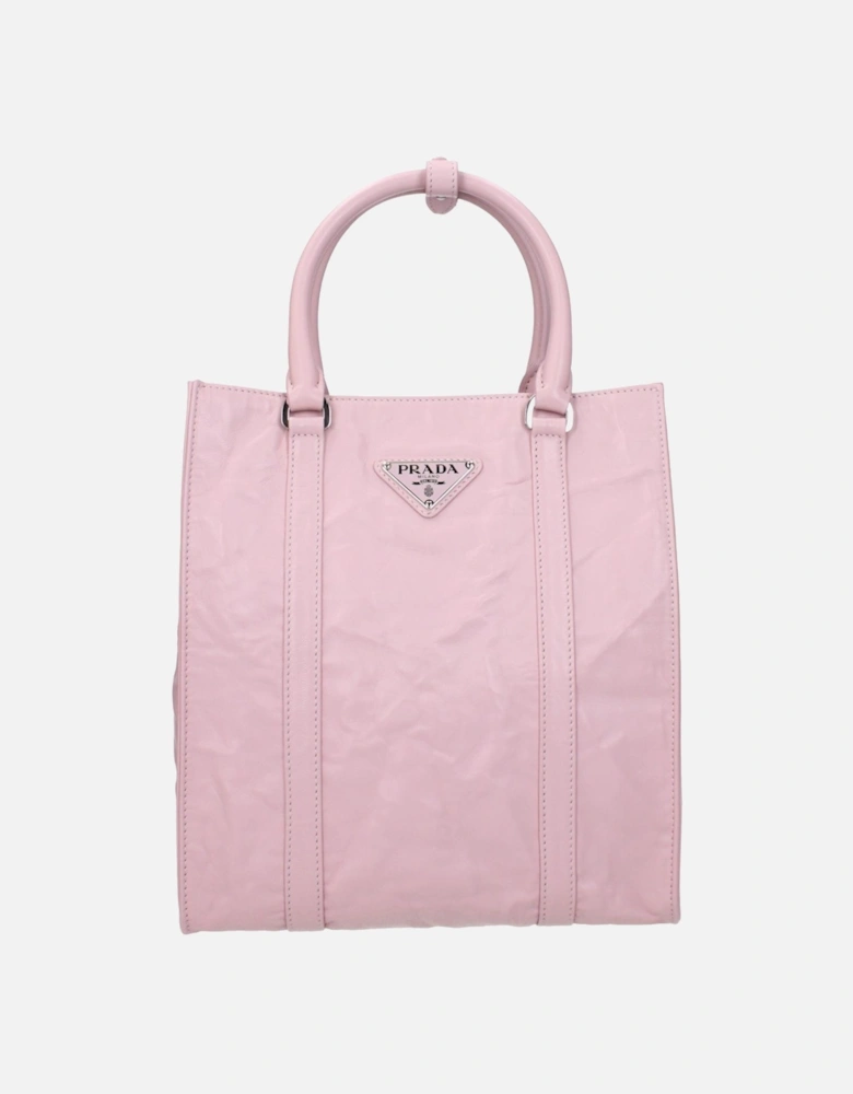 Leather Handbag with Adjustable Shoulder Strap Women - Pink