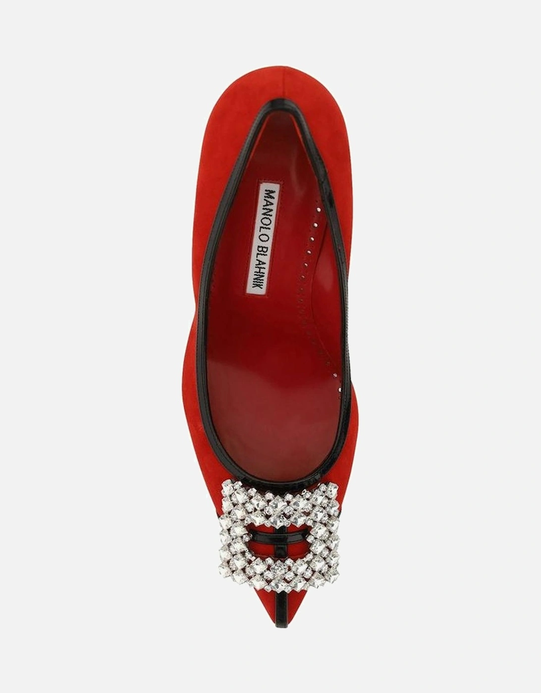 Suede Effect Almond Toe Leather Heels Women - Red Pumps