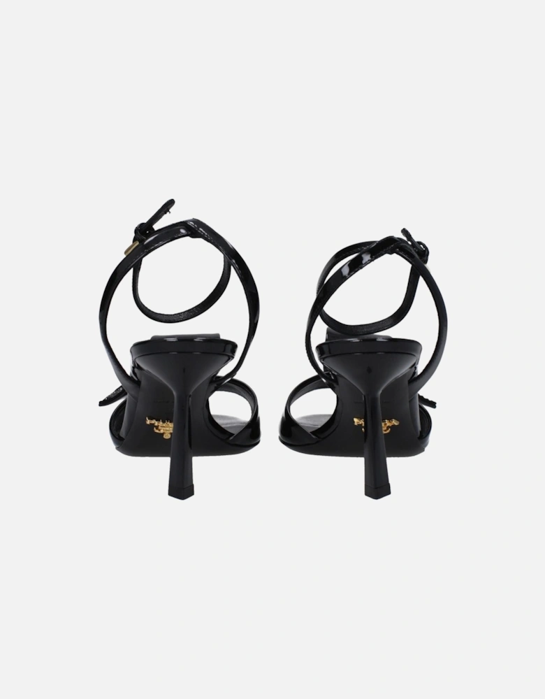 Patent Leather Mid Heel Open Toe Sandals Women - Black