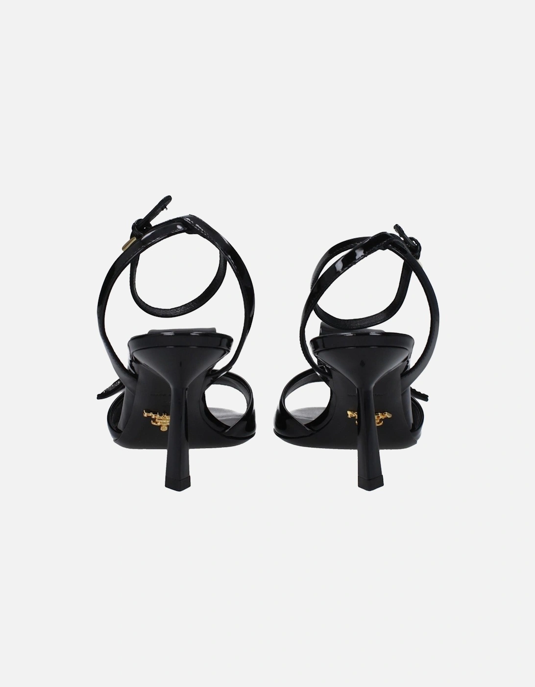 Patent Leather Mid Heel Open Toe Sandals Women - Black