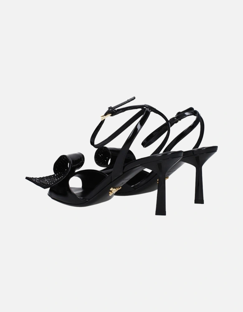 Patent Leather Mid Heel Open Toe Sandals Women - Black