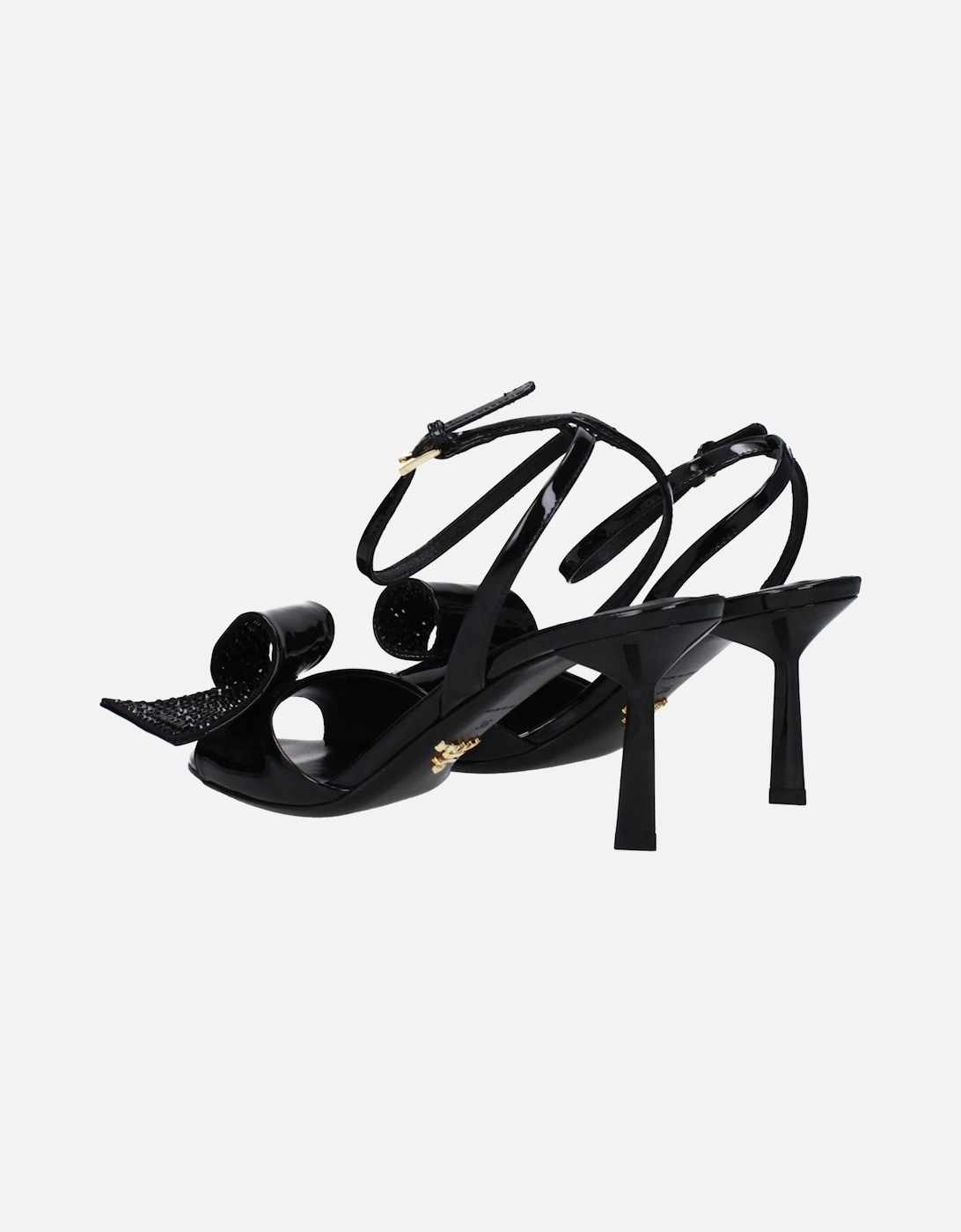 Patent Leather Mid Heel Open Toe Sandals Women - Black