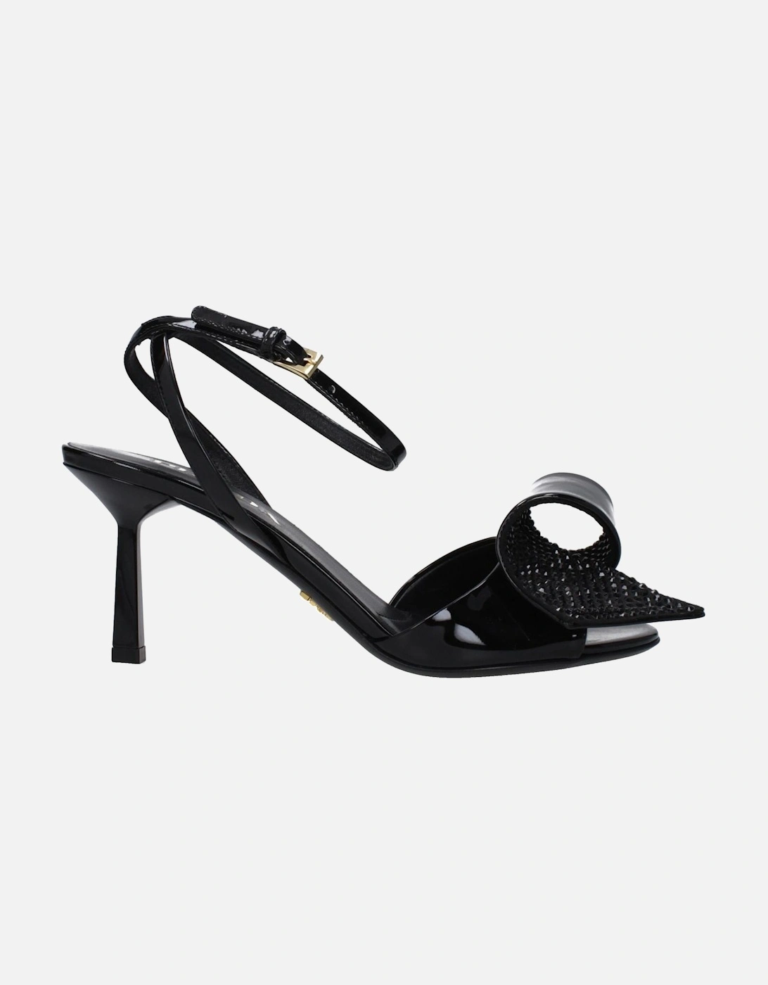 Patent Leather Mid Heel Open Toe Sandals Women - Black, 6 of 5