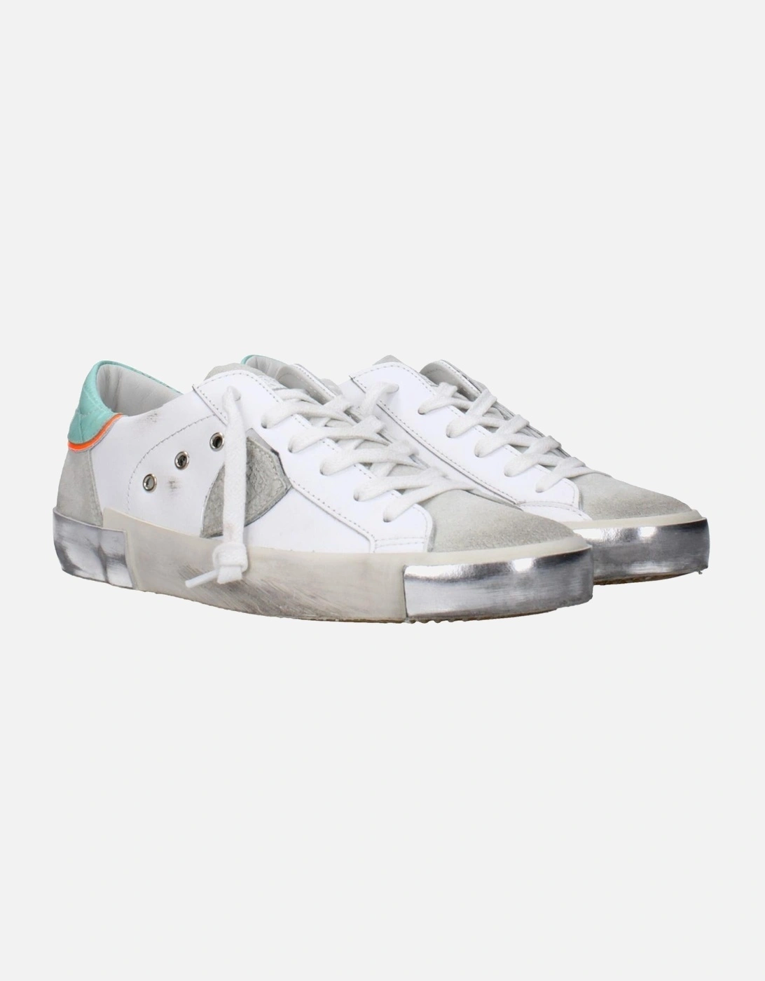 Leather Sneakers with Logo Details Women - White