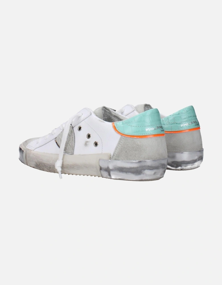 Leather Sneakers with Logo Details Women - White