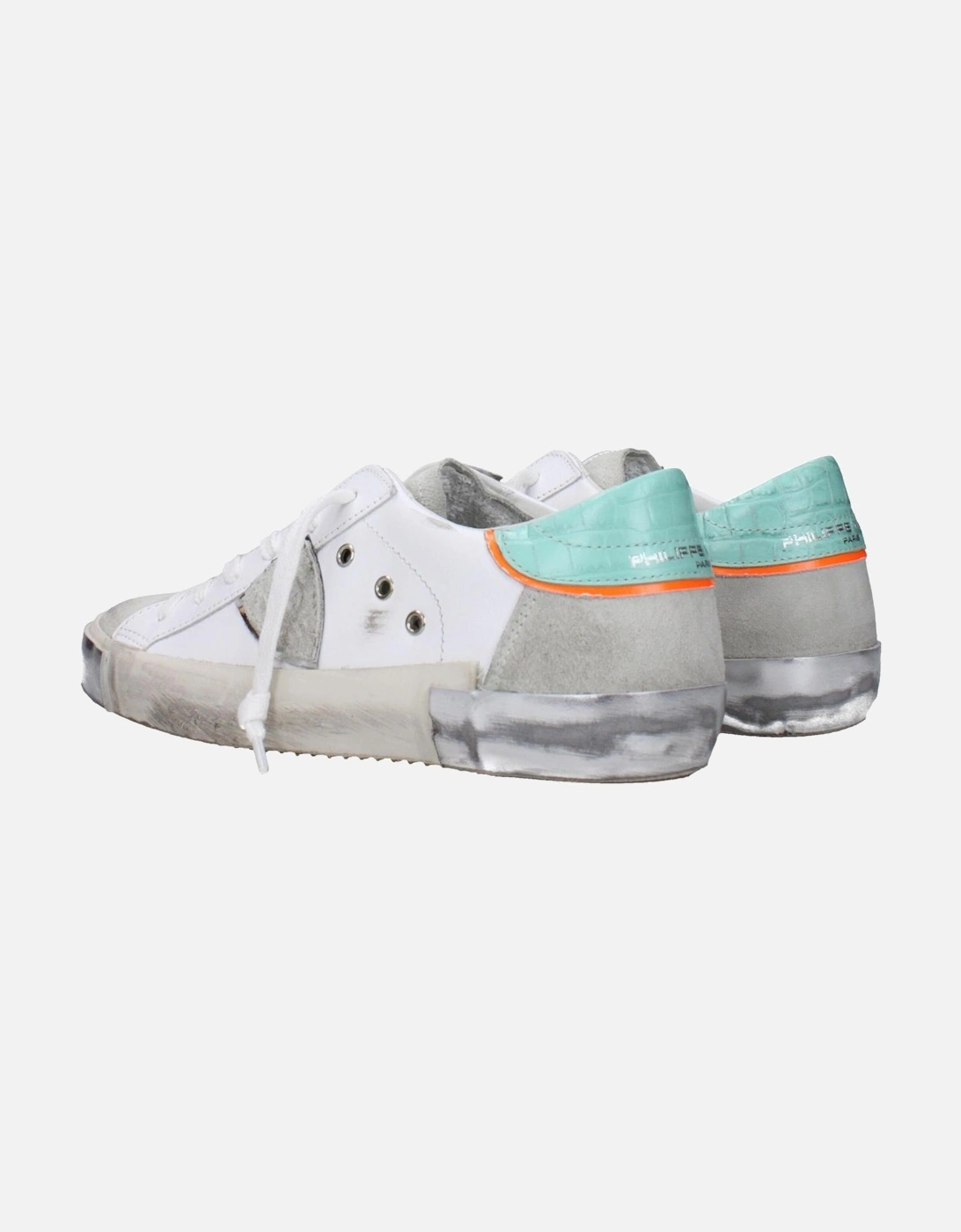 Leather Sneakers with Logo Details Women - White