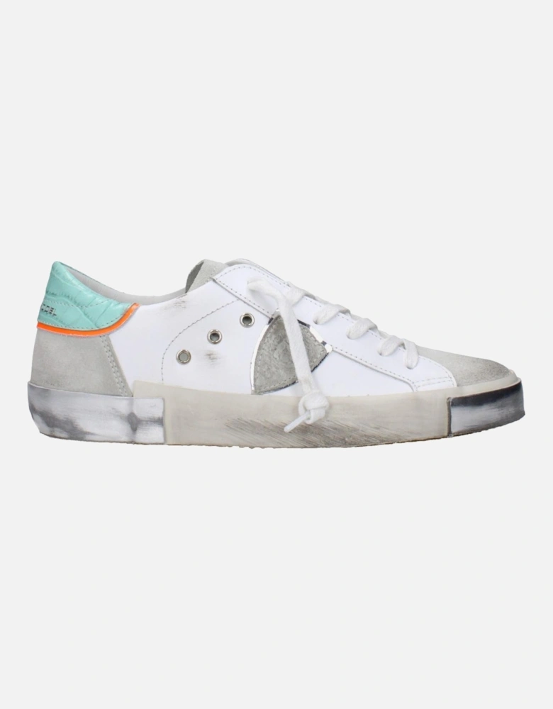 Leather Sneakers with Logo Details Women - White