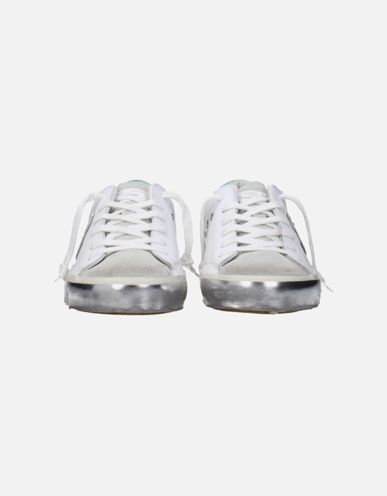 Leather Sneakers with Logo Details Women - White