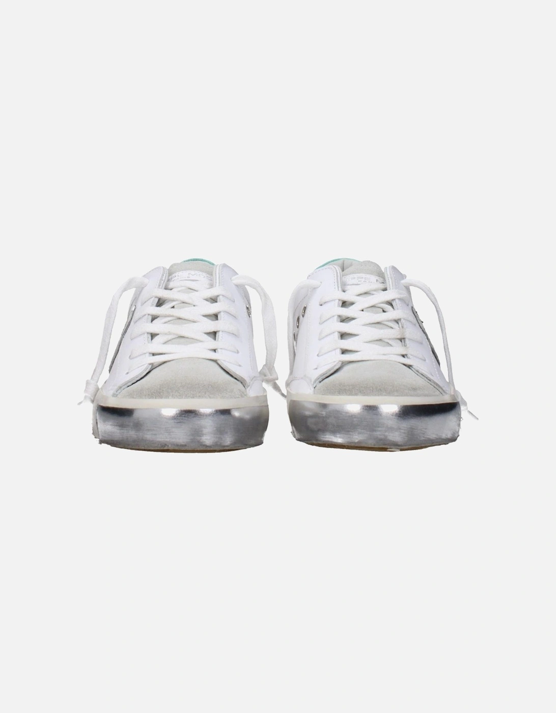 Leather Sneakers with Logo Details Women - White