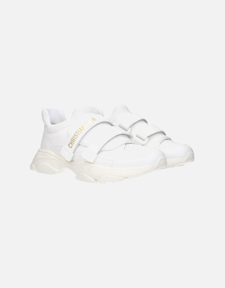 Leather Sneakers with Side and Back Logo Women - White