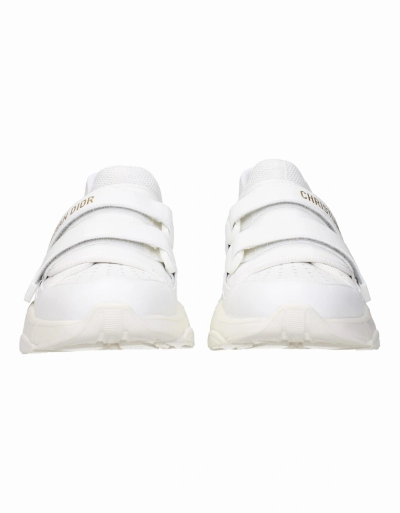 Leather Sneakers with Side and Back Logo Women - White
