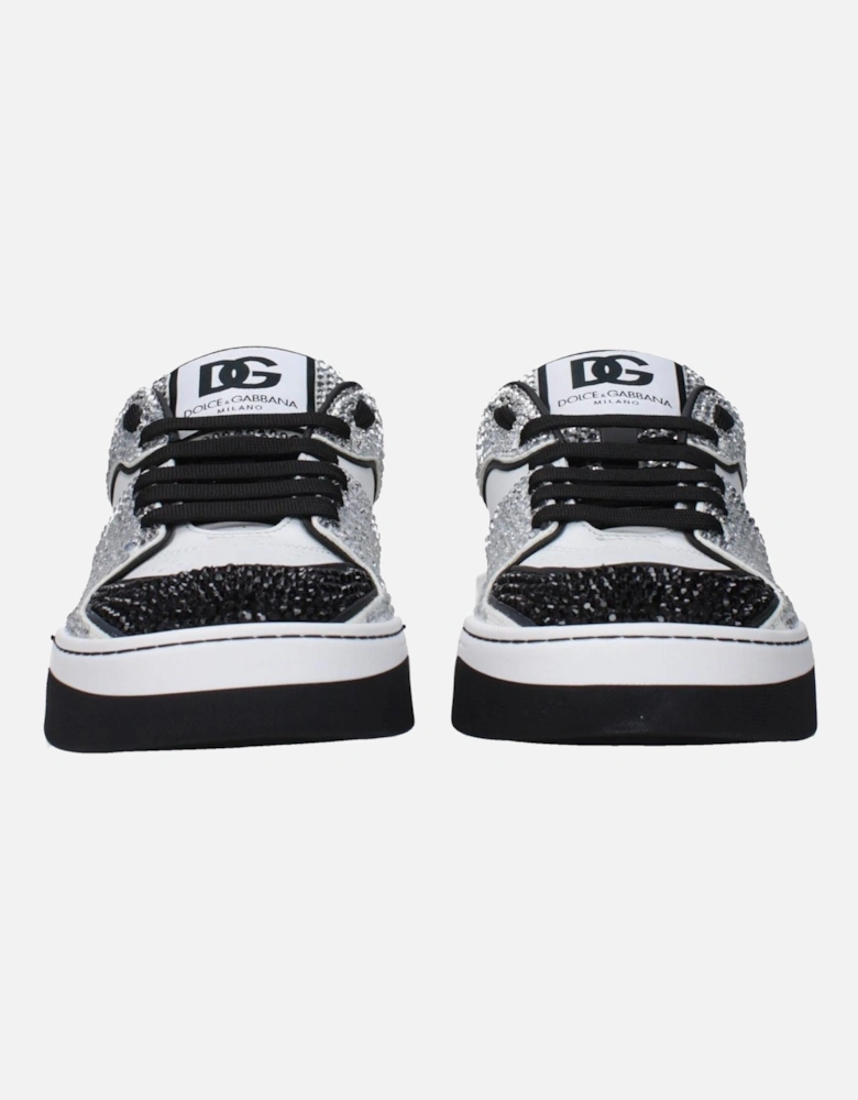 Leather Sneakers with Front and Back Logo Women - White