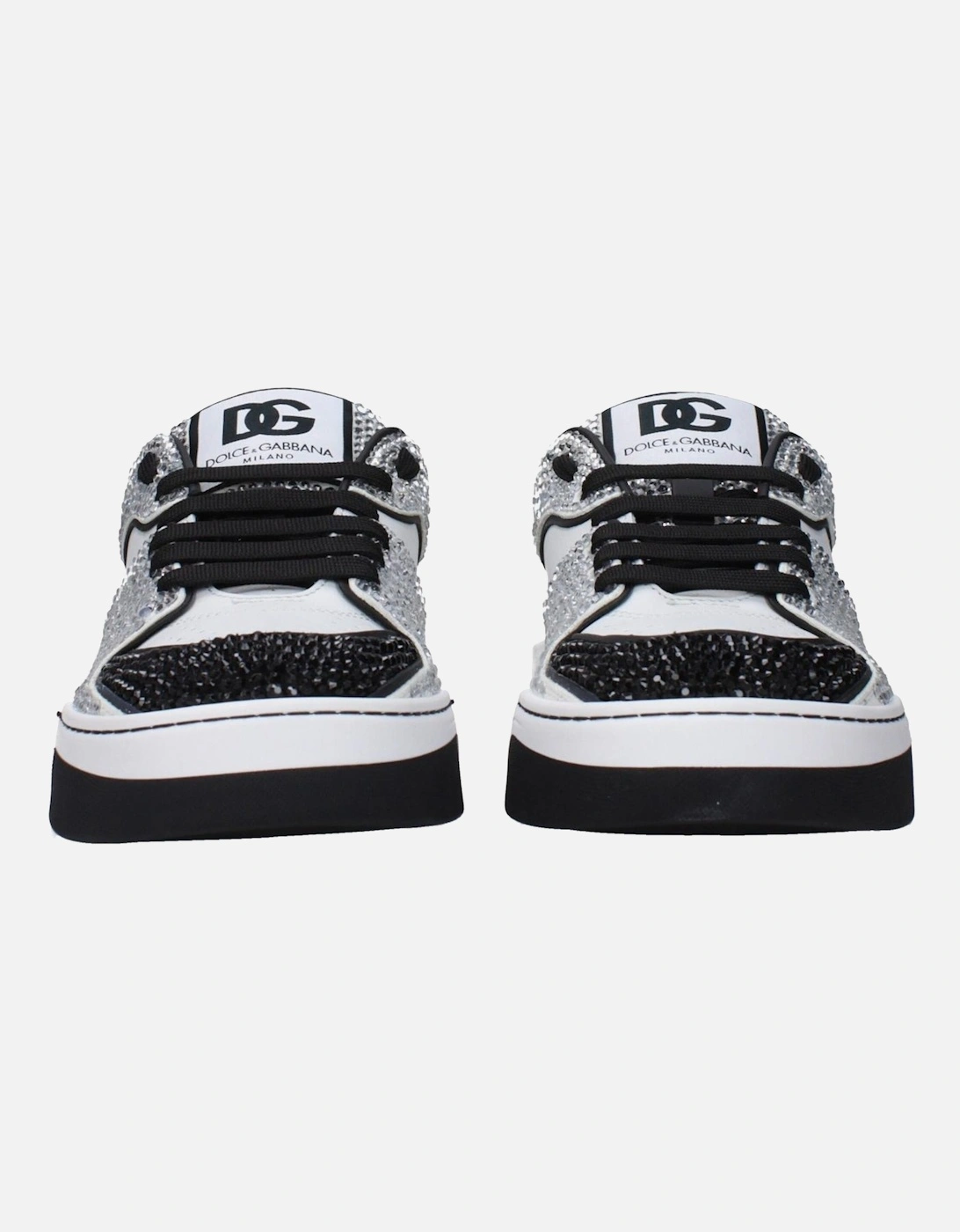 Leather Sneakers with Front and Back Logo Women - White