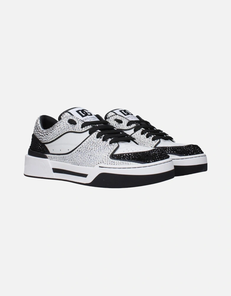 Leather Sneakers with Front and Back Logo Women - White