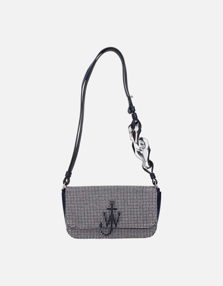 Elegant Shoulder Bag with Front Logo and Studs Women - Blue