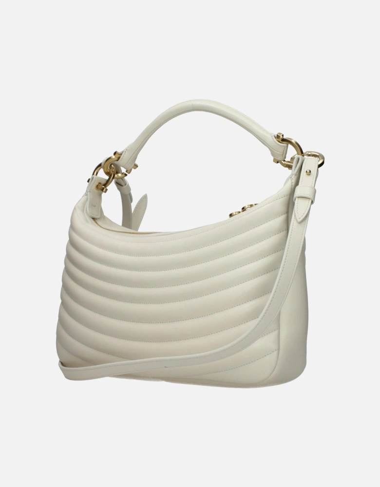 Leather Handbag with Removable Shoulder Strap Women - Beige