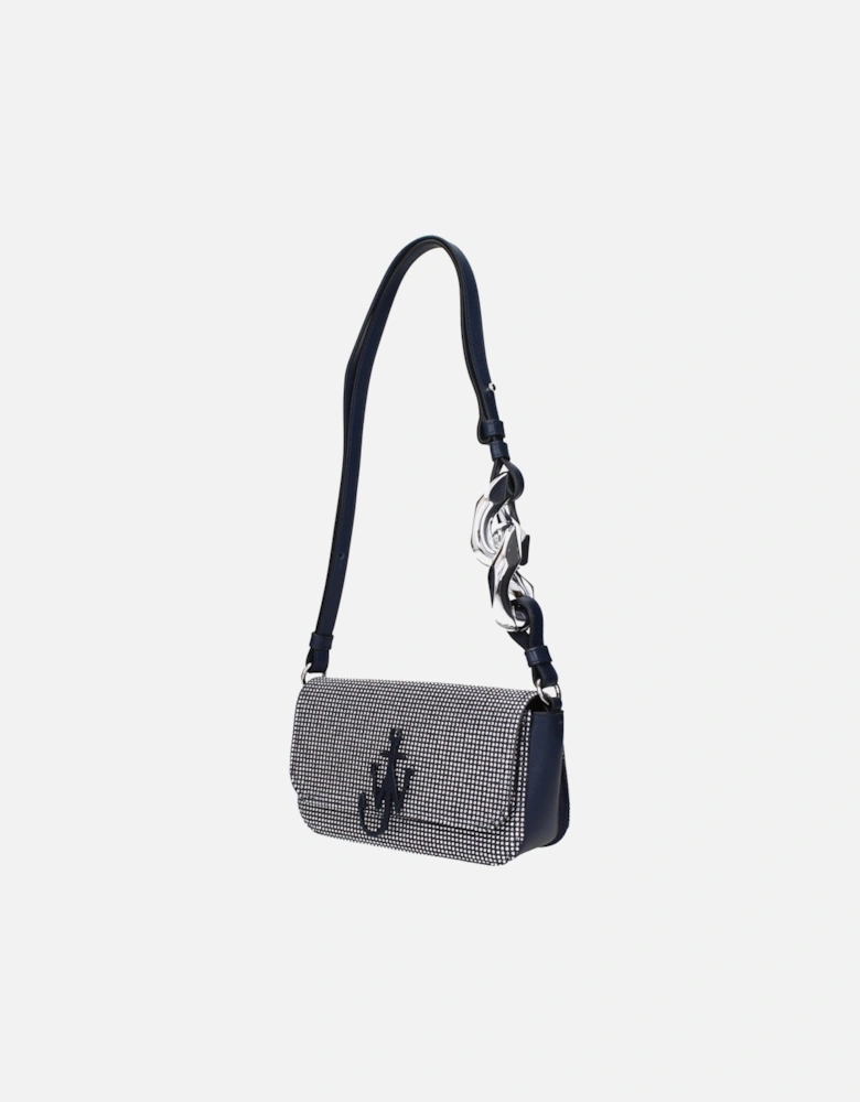 Elegant Shoulder Bag with Front Logo and Studs Women - Blue